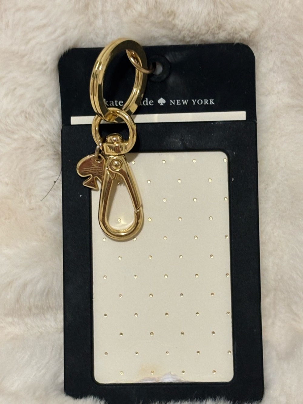 kate spade Gold Hardware Key Ring ID holder - Polka dot